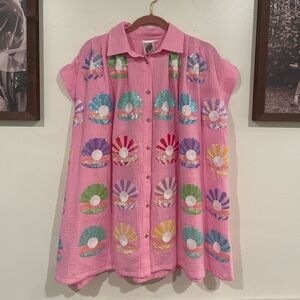 Queen of Sparkles gauze clam shell and pearl dress